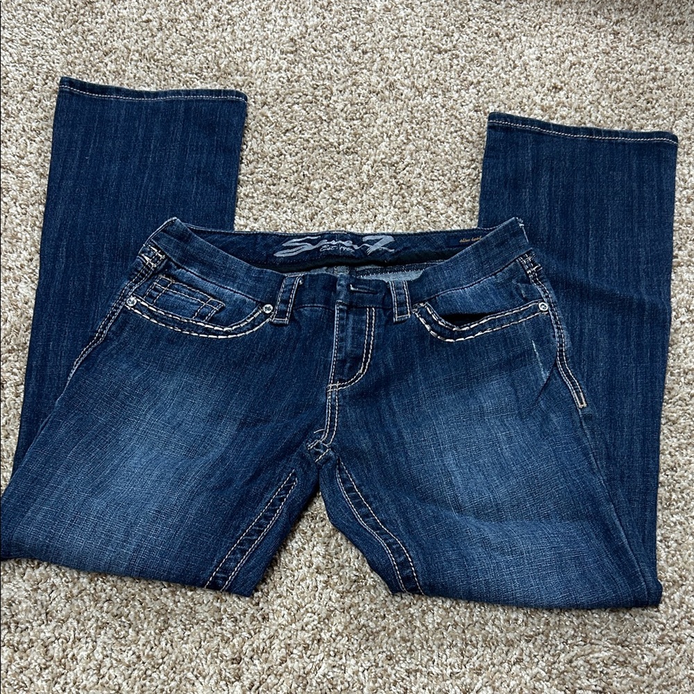 Seven7 Dark Blue Straight Leg Jeans